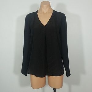 J.Crew Black Long Sleeve V-Neck Blouse